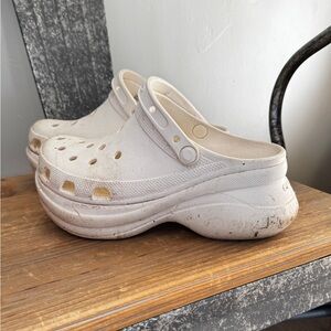 White Platform Crocs 2 1/2 inches tall